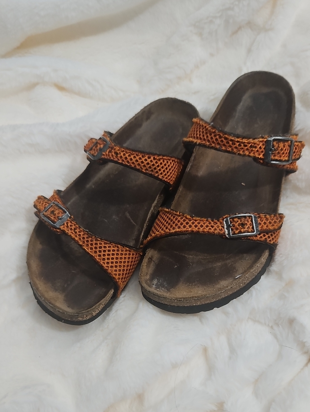 Birkenstock Birki's Orange Woven Mesh Sandals Size 38